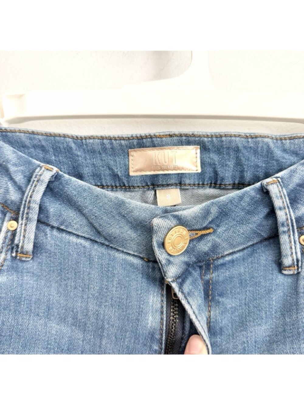 Kut from the Kloth Meg Wide Leg High Rise Jeans Pleated Two-Tone Women’s Size 8 - Picture 5 of 9
